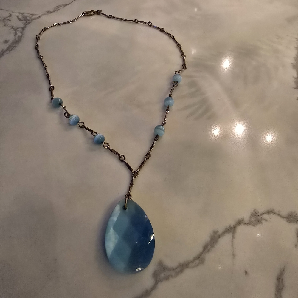 Vintage blue crystal necklace